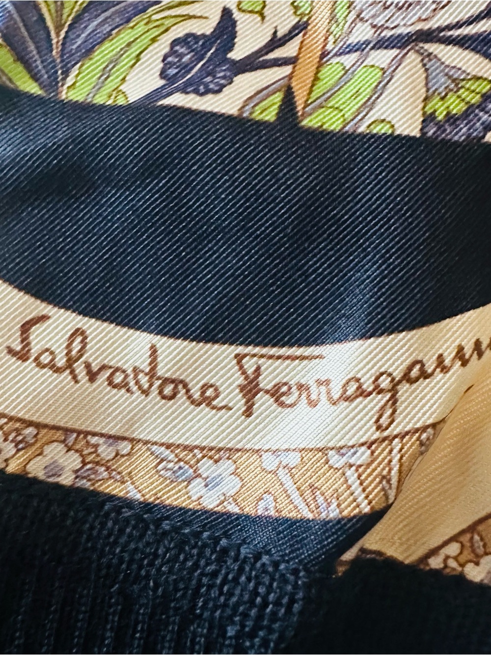 Salvatore Ferragamo Navy, Cream & Black Patterned Cardigan - Picture 5 of 8